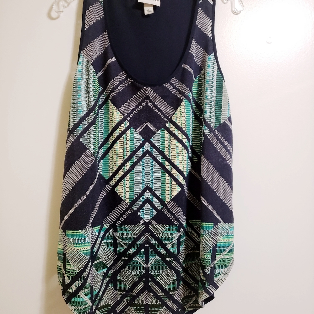 Ava & Viv Sheer Rayon Blend Geometric Tank Top